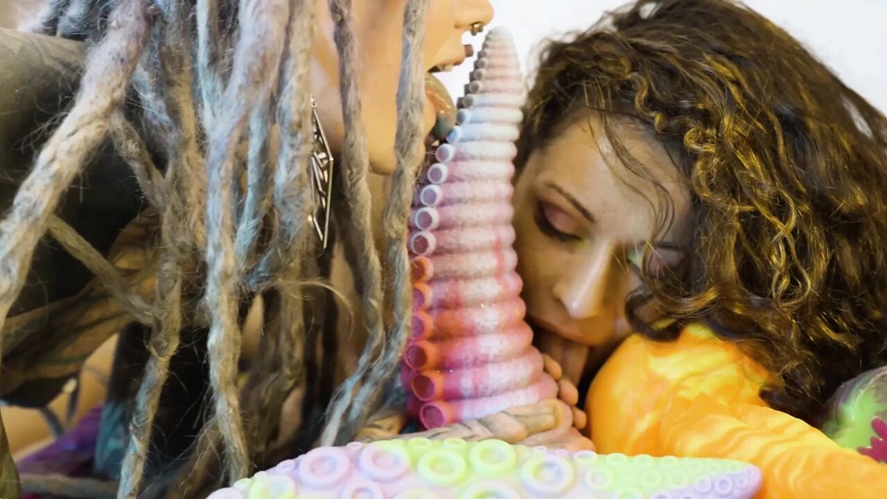 Crazy Anal Toy Destruction Screaming Lesbians Gape Wide in Rainbow Fishnets