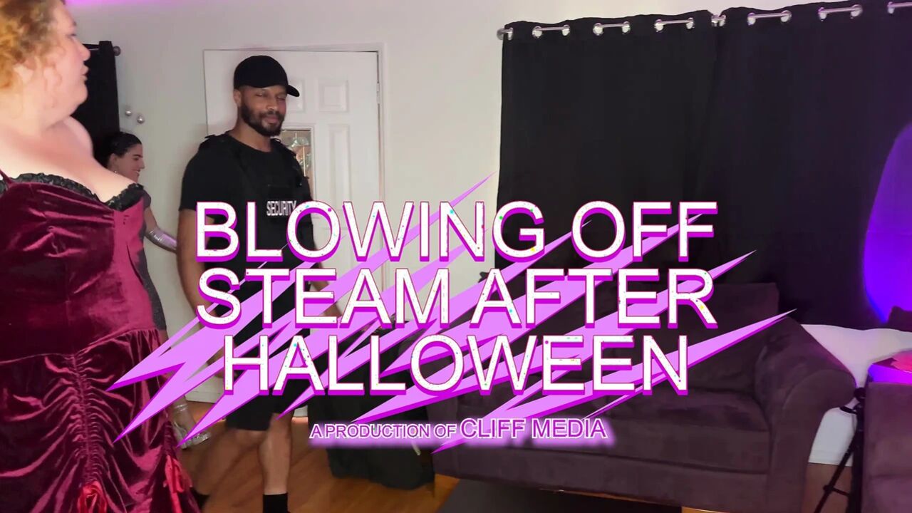 Blowing off steam after Halloween turns into a threesome - Cliff Media Productions