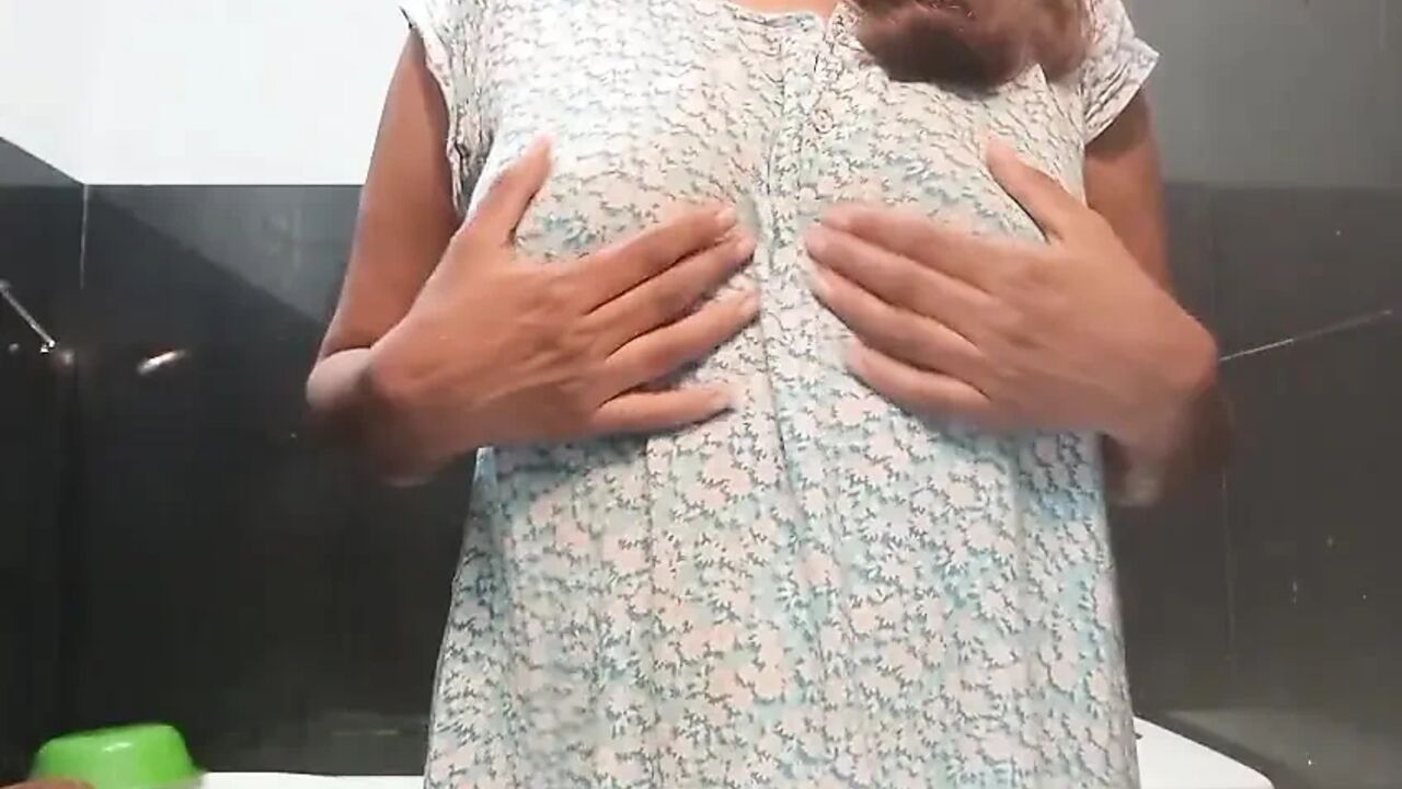 She Plays Her Excited Pussy Well Her Well Excited with in Musterbation in Bath room with bog boobs