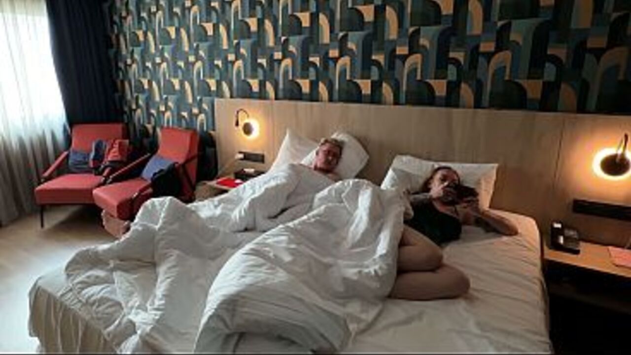 Step Mom Shocked When Step Son Cums on Her Face in Hotel Share Bed!