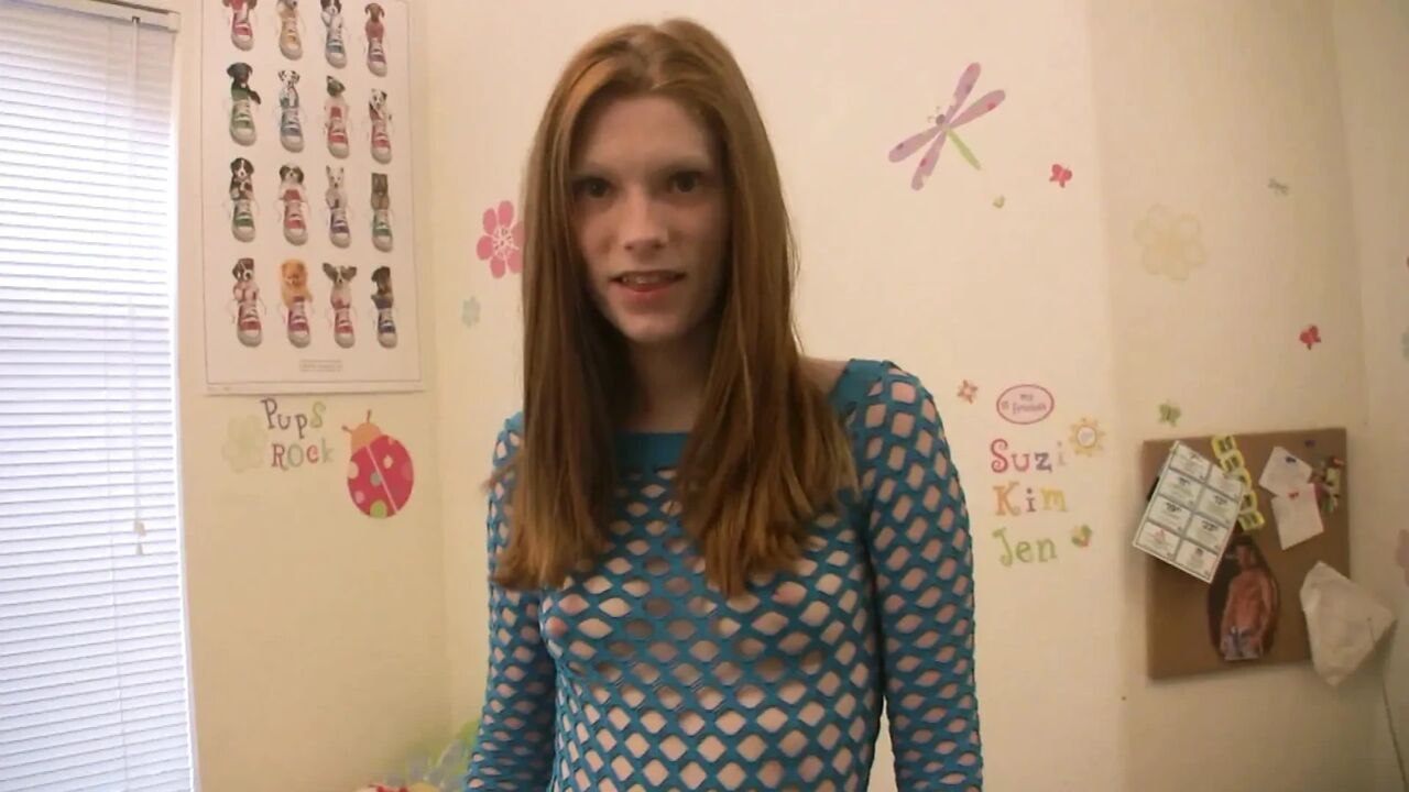 Ginger teen riding dick in pov