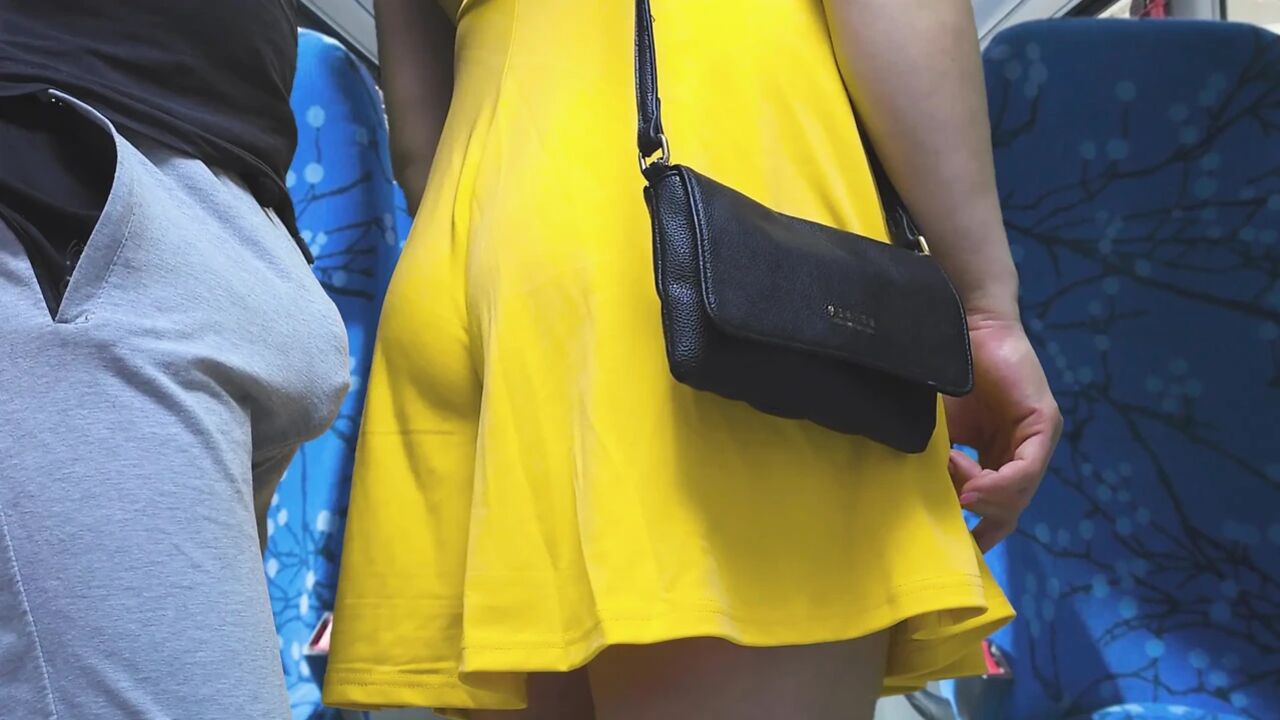 Stranger Touch her Butt without permission with his erection and CUMS Hard Inside Bus Vehicle by Girl's Hand