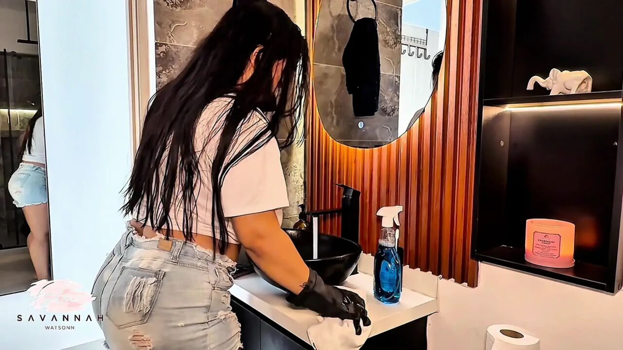 Busty Latina maid has passionate sex with her boss to get a raise - Savannah Watson