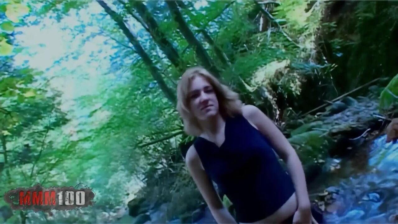 Axelle-laroche: Lovely Blonde Axelle Laroche Removing Clothes by the River