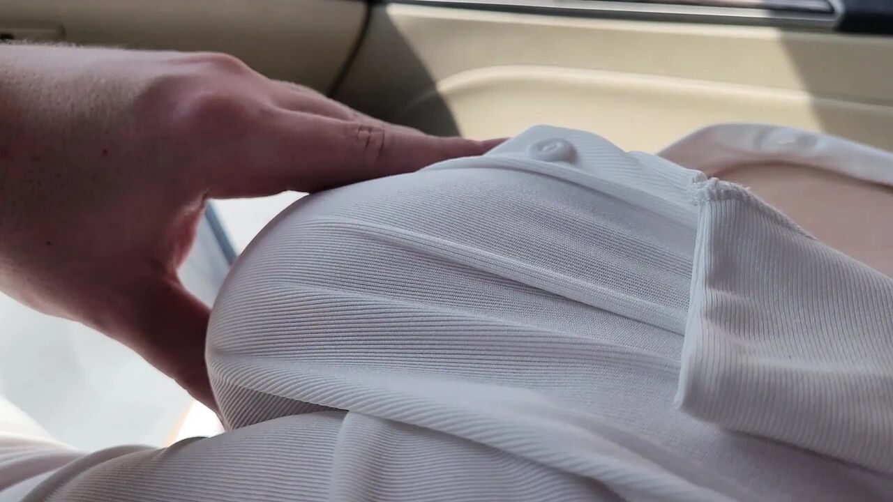 Touching Hot Big Boobs No Bra in the Car Beautiful Babe after College 18+
