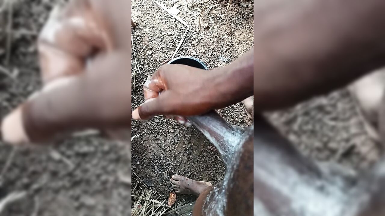 A boy masturbating inside his bathroom with soap