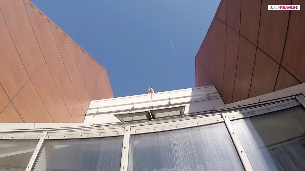 Got horny at home on the balcony and then fuck