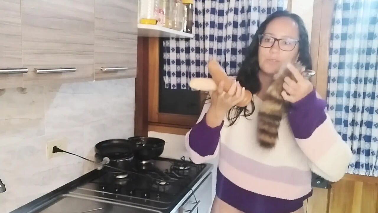 Stepmom Gets Fucked in the Kitchen by Stepdaughter's Boyfriend
