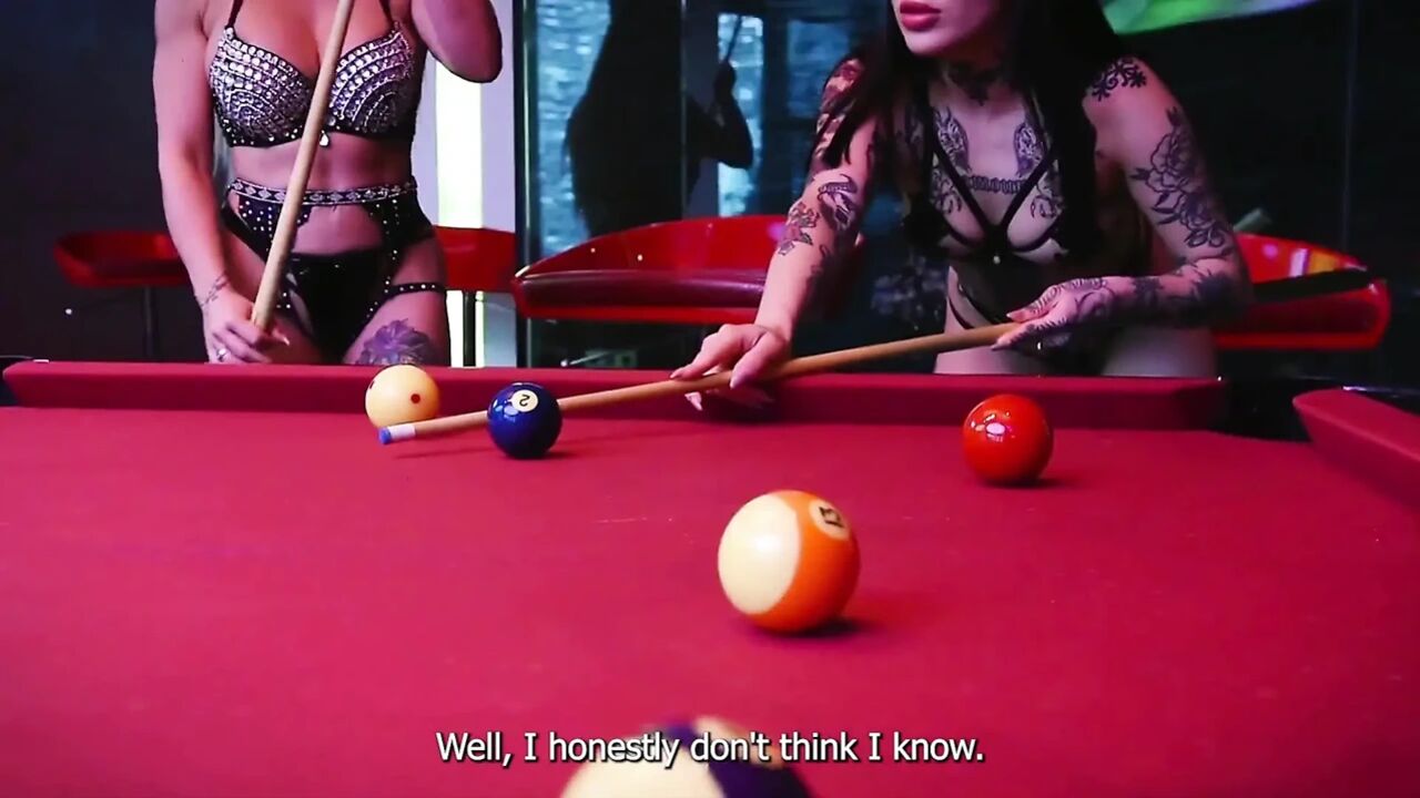 Two Horny Girls Have Sex with a Stranger on a Pool Table - Carla Boom