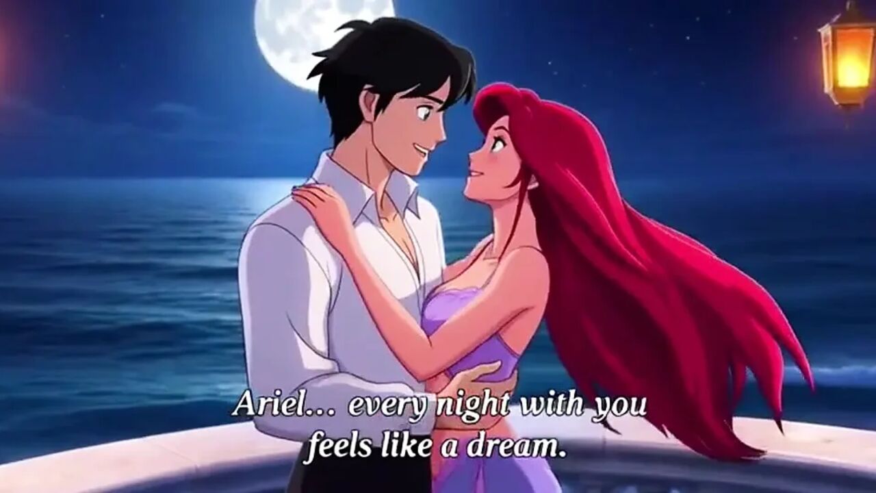 Ariel & Eric moonlit balcony passion - Romantic 3D Anime Love