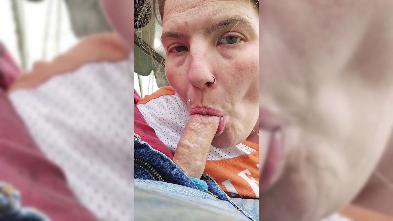 A little outdoor fun after yard work. Some cock worshiping and reverse cowgirl riding in our outdoor swing.
