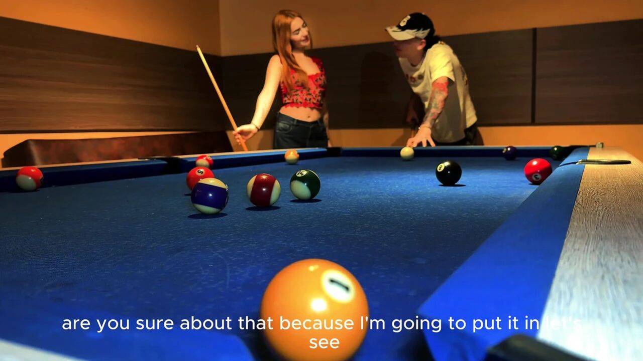 Colombian blonde bets her ass at pool... and loses