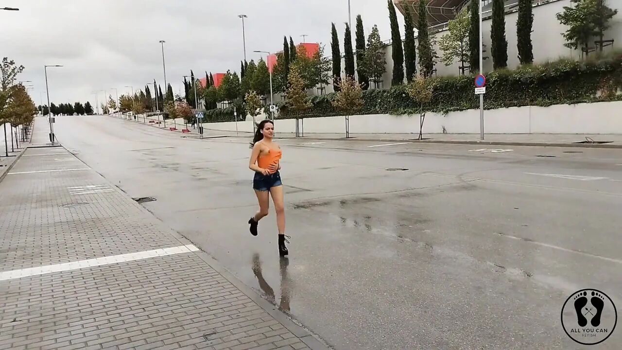 Outdoors Pedal Pumping Woman Car Problems Desperate Girl