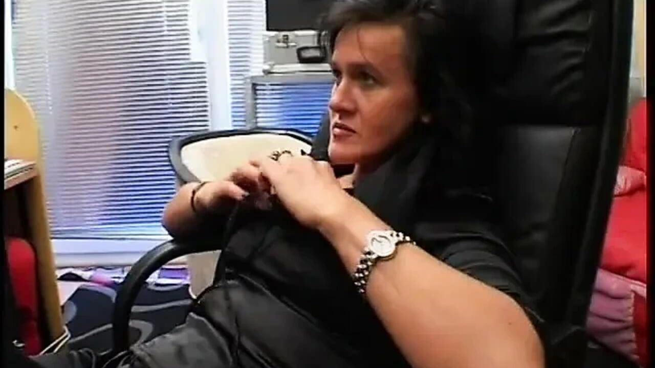 Brunette secretary milf gets banged in pov