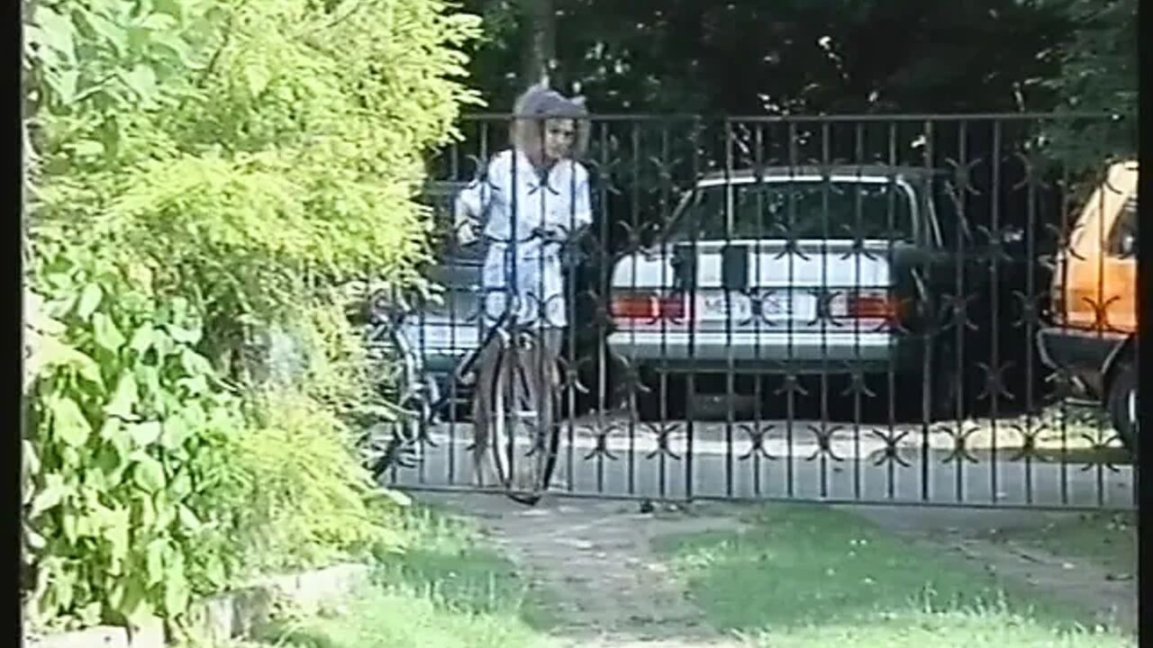 Curly haired blonde teen gives blowjob and gets her tight ass fucked