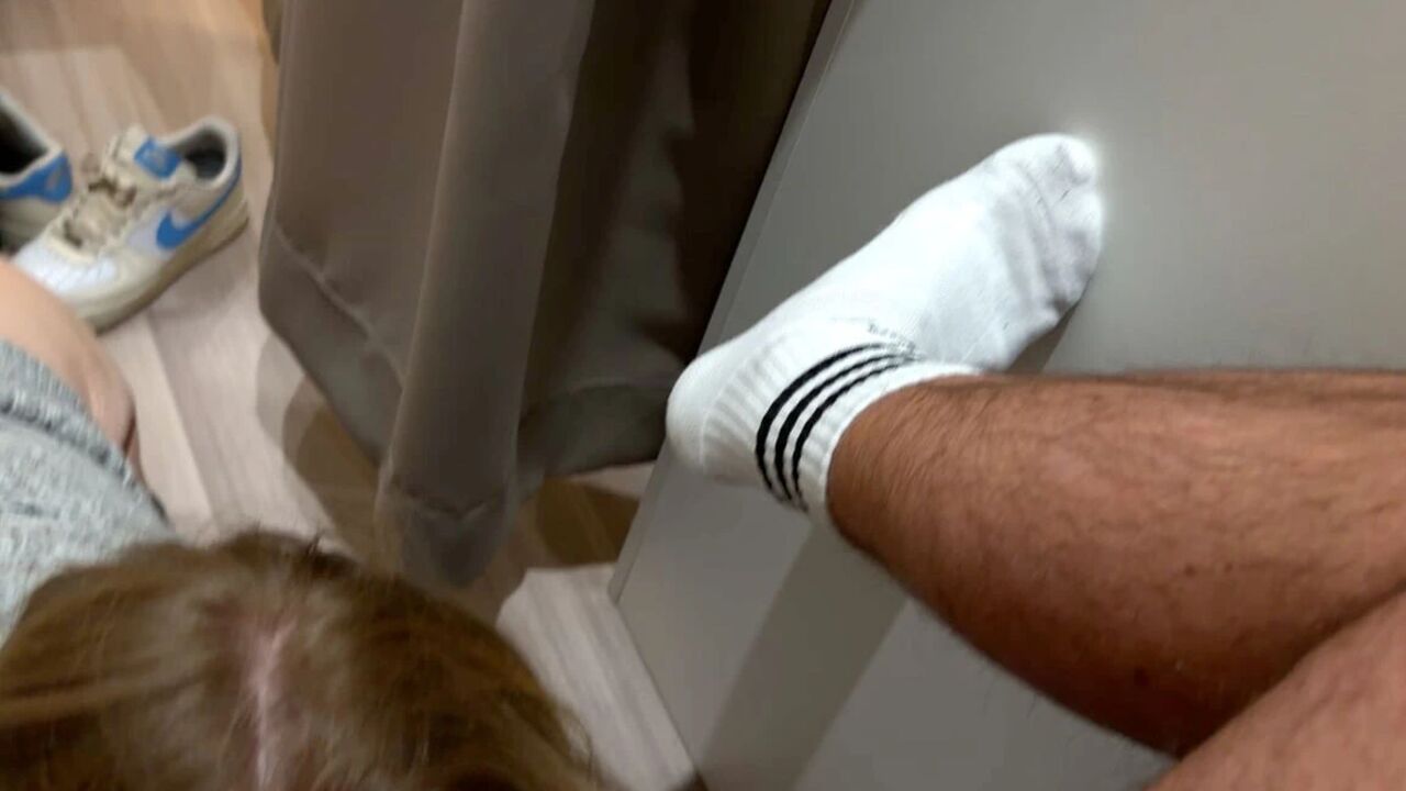 Risky Public - Naughty Girl Plays with Cock in the Middle of Clothing Store - Gets Rewarded Doggy in Changing Room