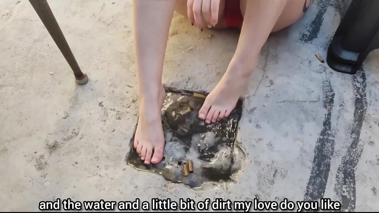 Feet Playing with Dirt and Food