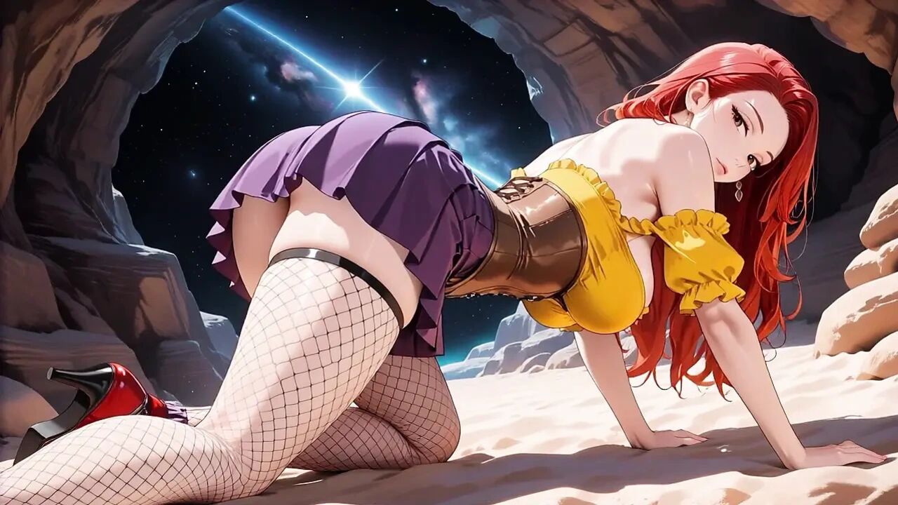 Lewd Redhead Hentai Cutie Begs for More Creamy Love in Cosmic Cave