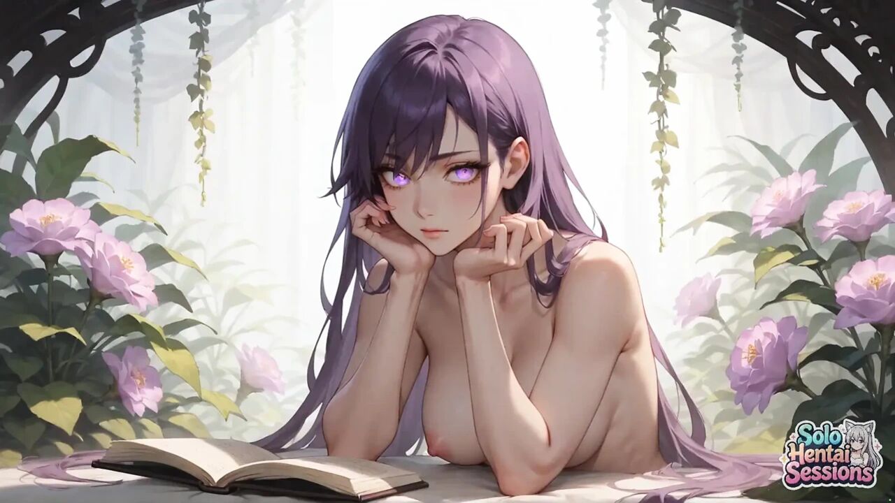 Violet Hair Goddess Sips Morning Coffee in Sunlit Sanctuary