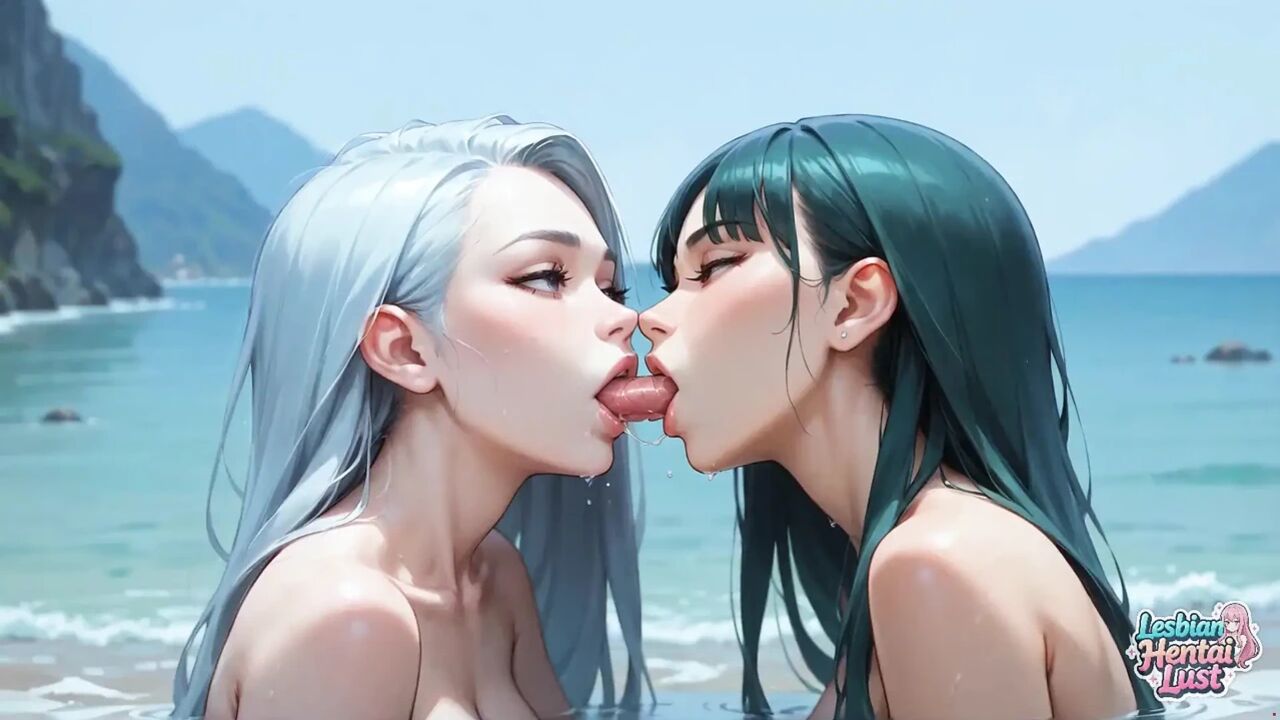 Fucking Scorching Lesbians with Dark and Blue Hair Intensively Smooch on a White Beach, Making It the Hottest Gonzo