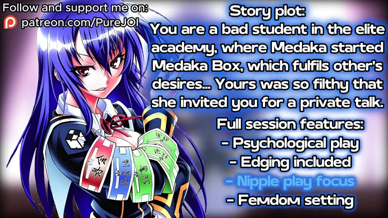 You asked Medaka Box to tease your filthy nipples, pervert! (JOI)