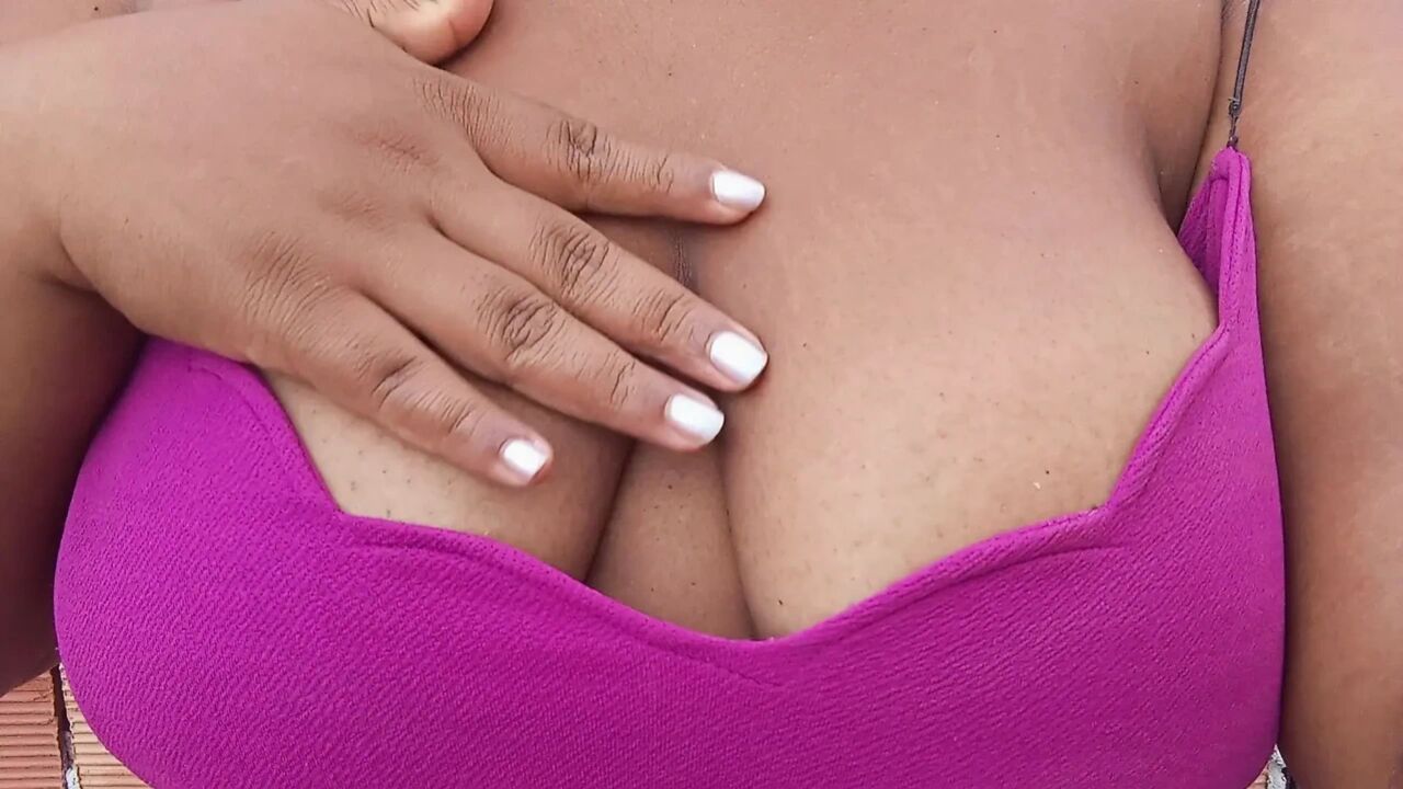 Naughty bbw wife shows off her huge tits and hot hairy pussy outdoors