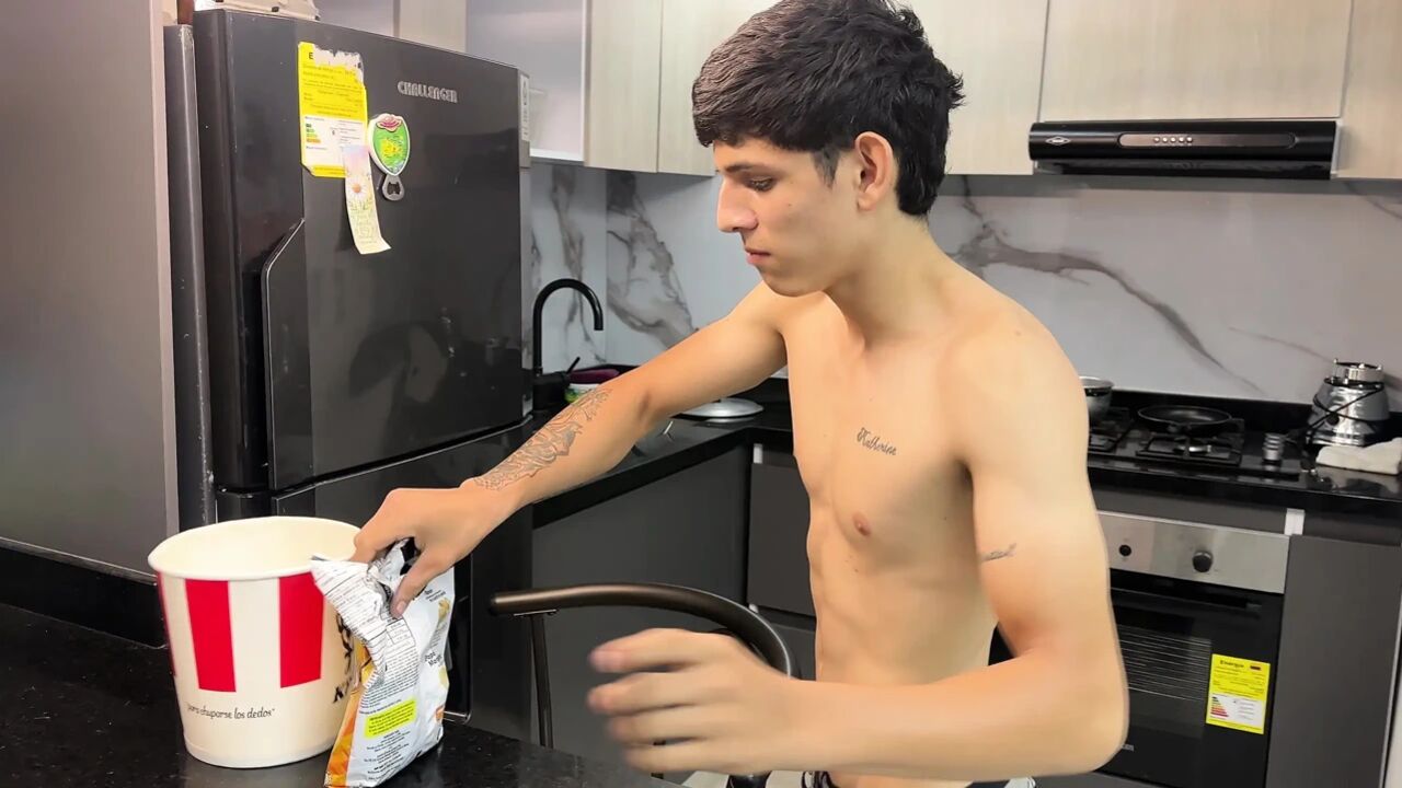 Horny friend put his rich cock inside the fries for his sexy Latina friend. ENDS IN REAL HOMEMADE SEX
