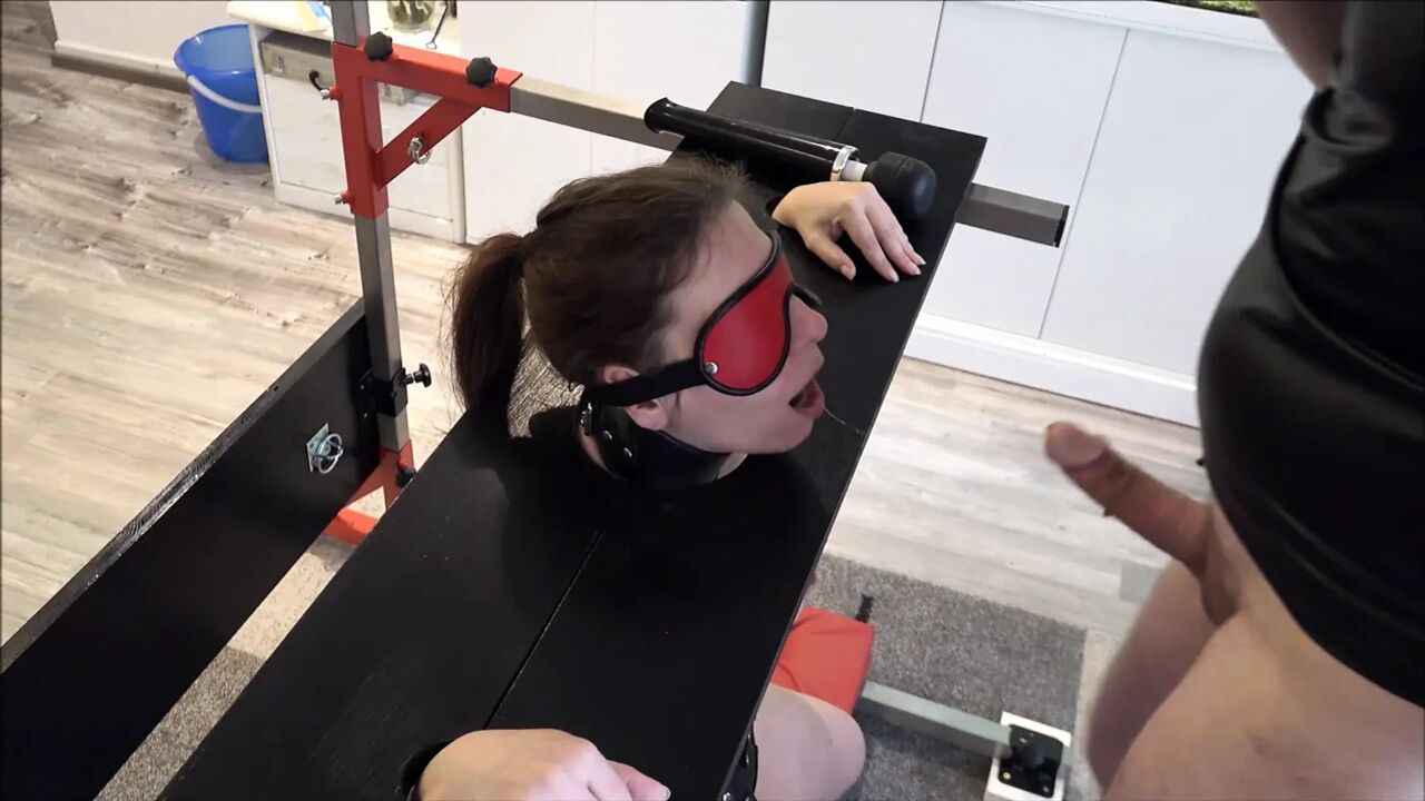 Slave Defenseless in the Pillory Driven to Orgasm on Sybian Part 2