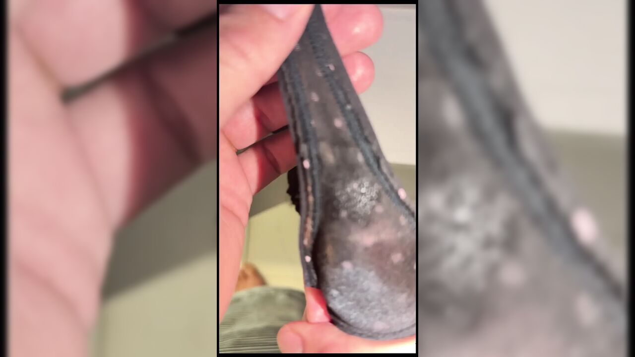 Wife gave her creampied panty to tease me