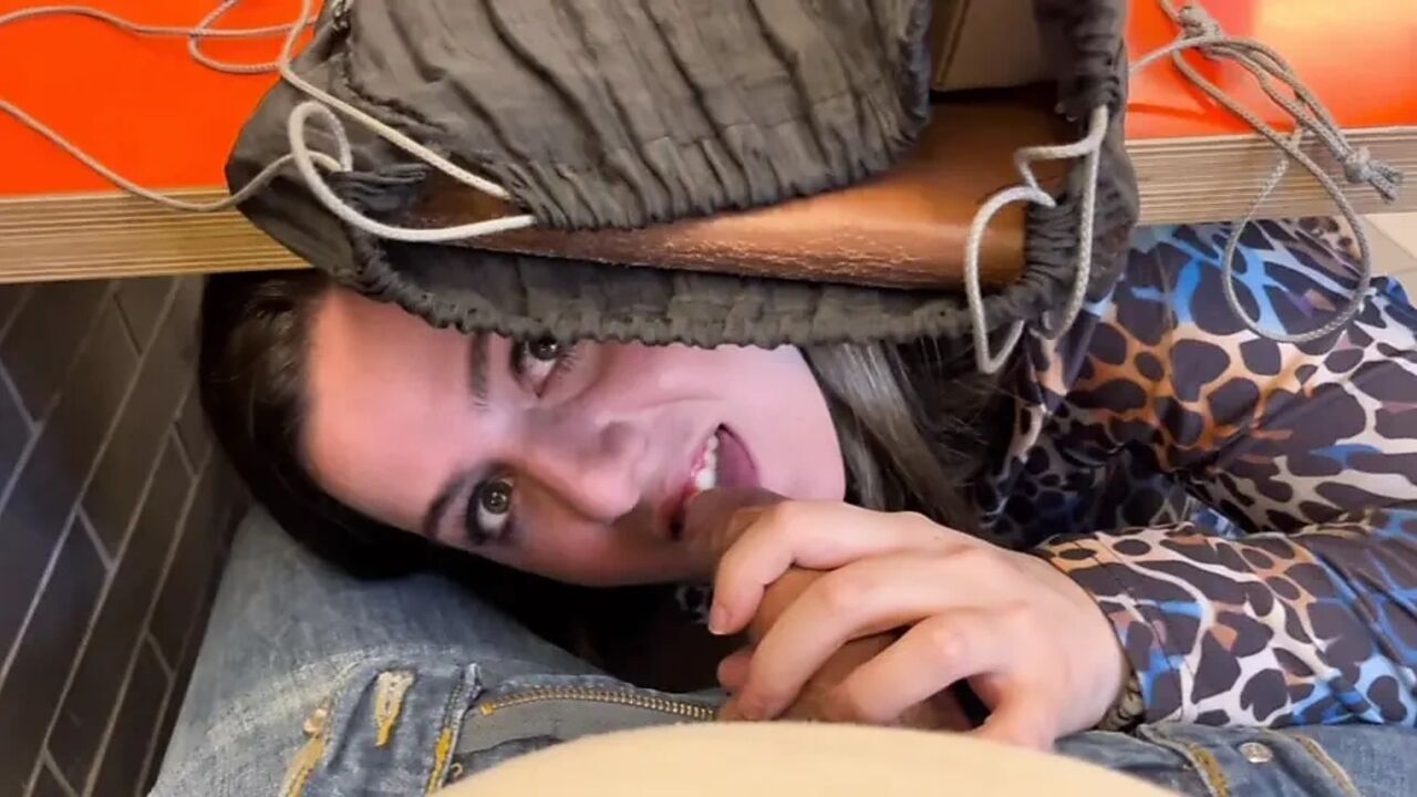 Only blowjob in public places with people watching ended up swallowing cum
