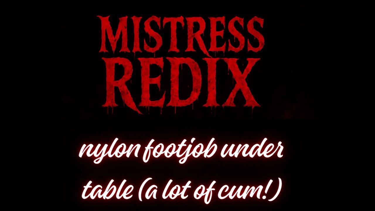 Nylon Footjob Under Table with a Lot of Cum!