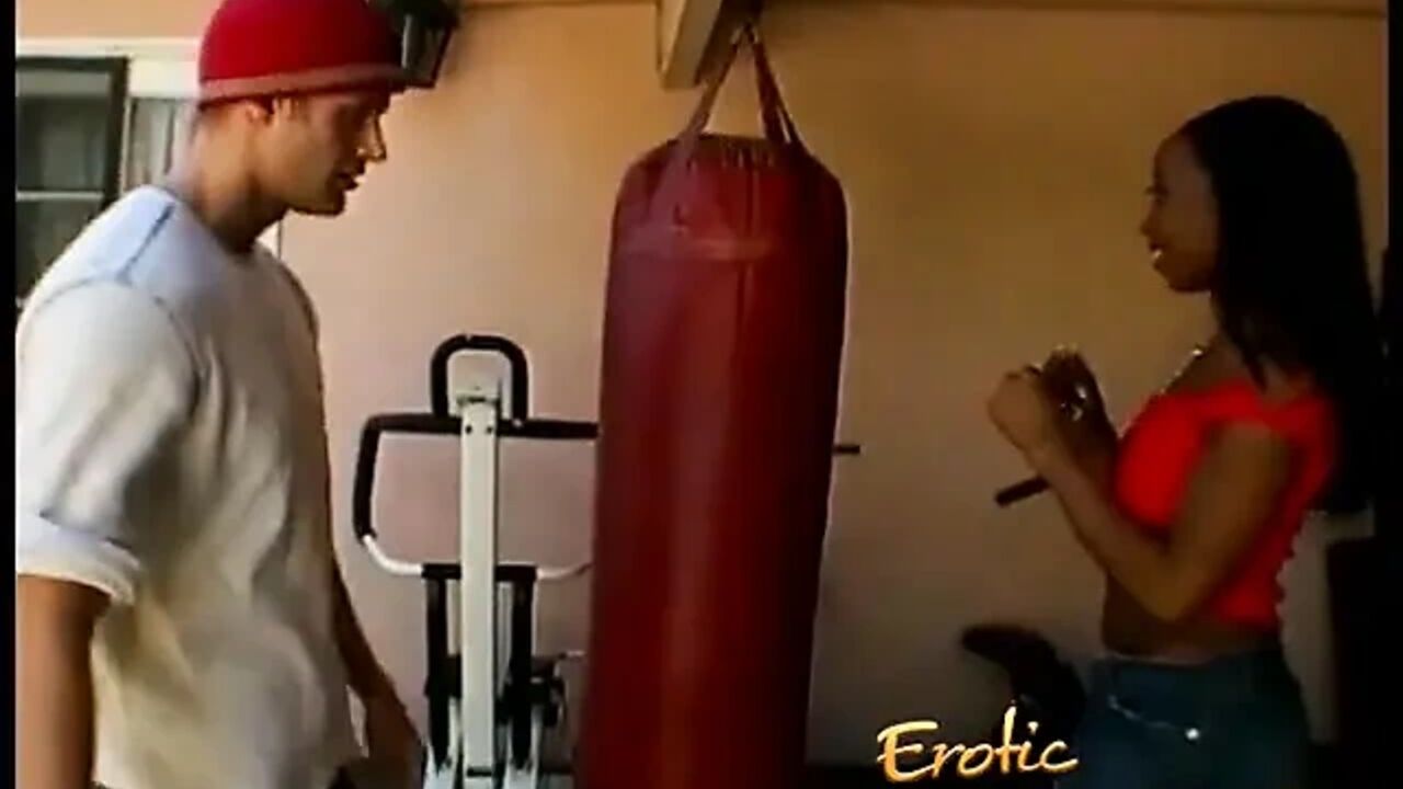 Ebony femdom pegging white dude's ass with huge strapon