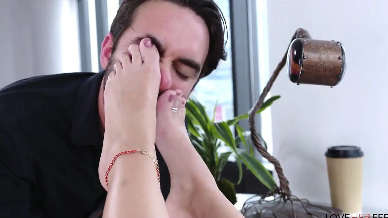 Brooklyn Chase has slutty foot sex in her office