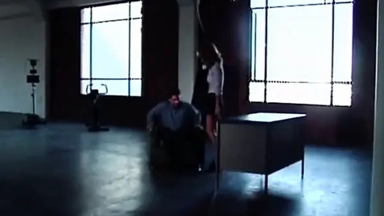 Busty Brunette MILF Enjoys Intense Desk Fuck Session