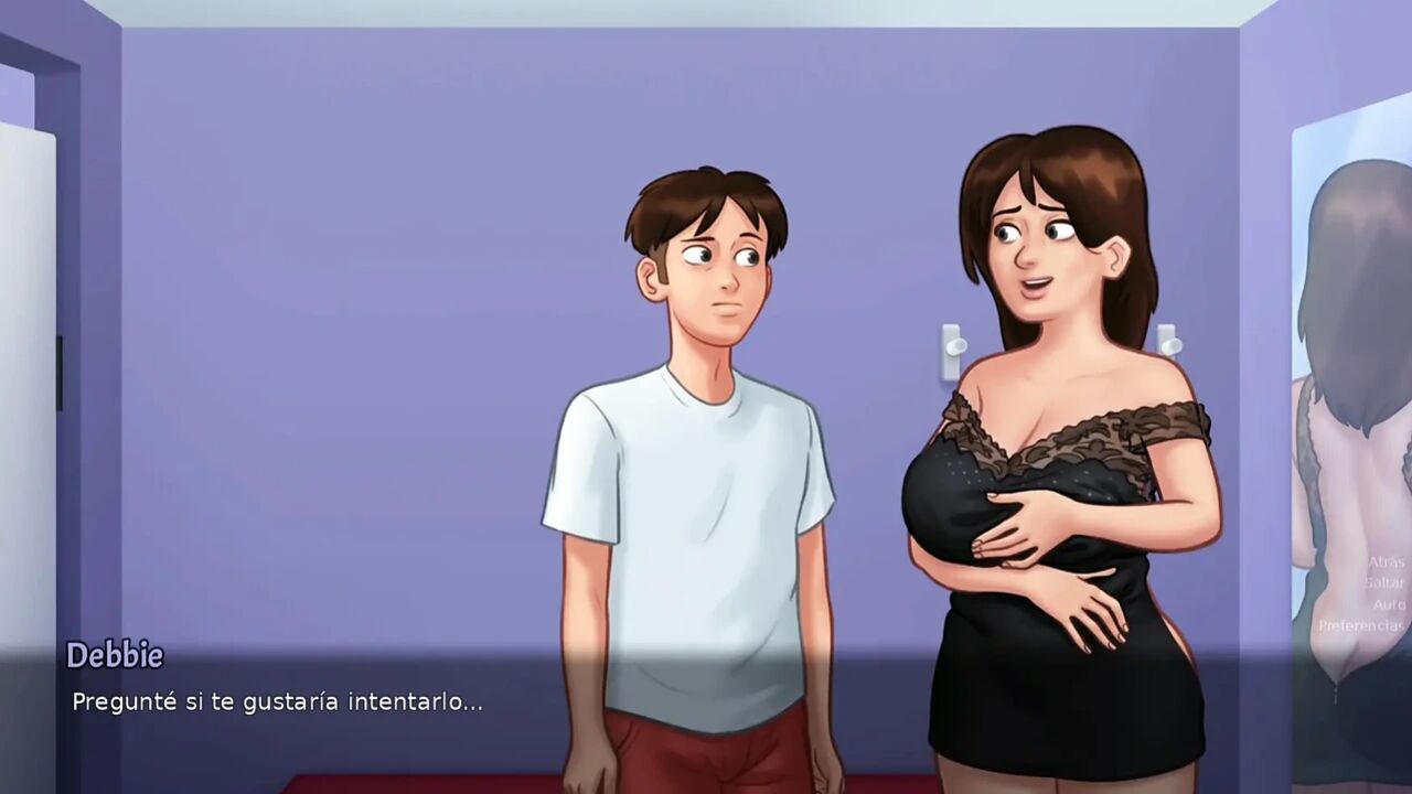 Stepsister and stepmom share their tenant's cock - Summertime Saga