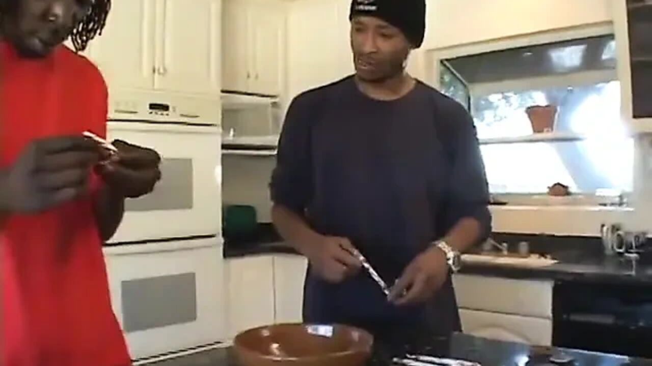 Blonde lady wearing high heels gets double penetrated in interracial threesome