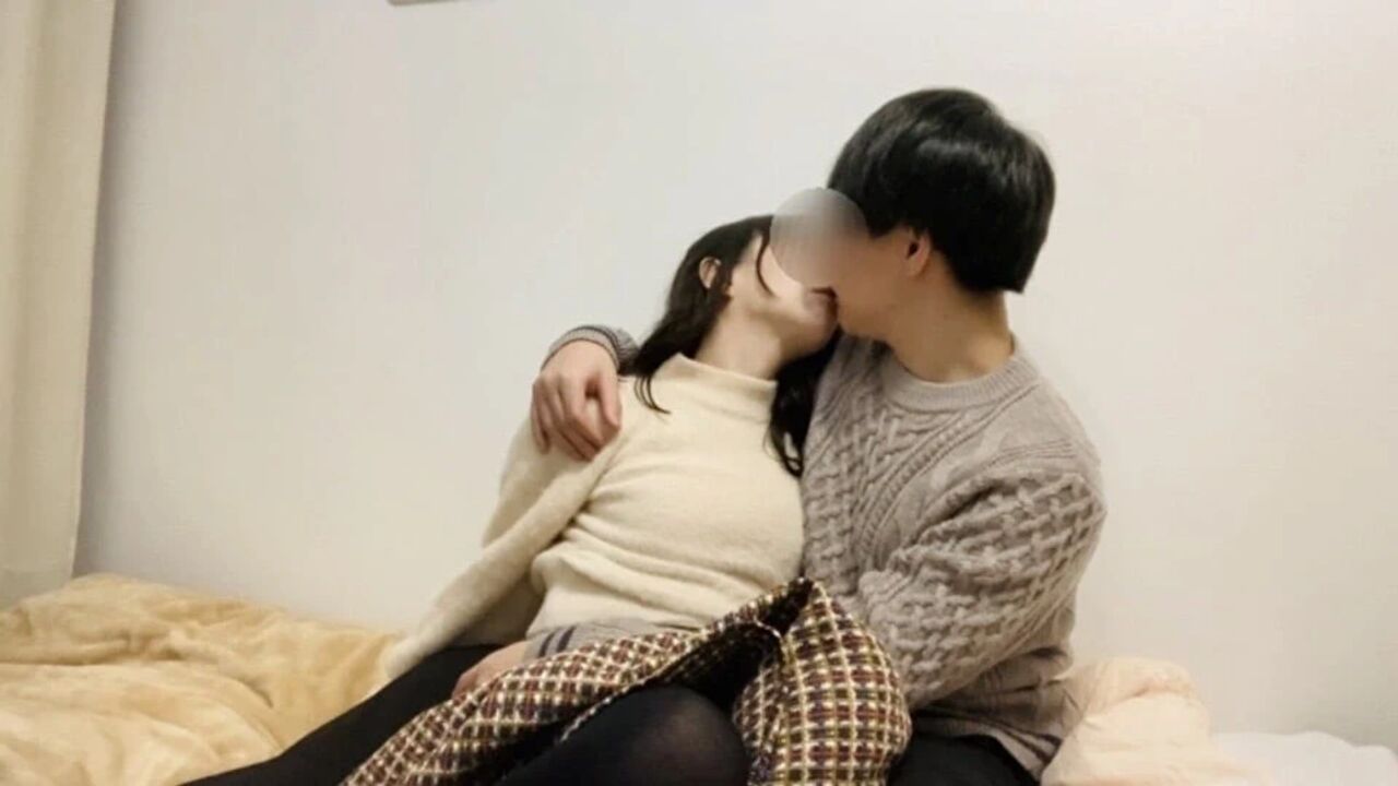 How to spend time during summer. Resting in bed after holiday date. An amateur couple who do lovey-dovey and rich deep kiss. Jap