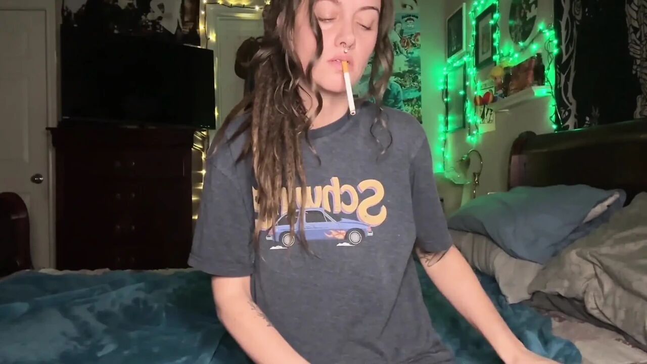 Smoking Fetish Masturbation - Dripping Wet Hairy Pussy