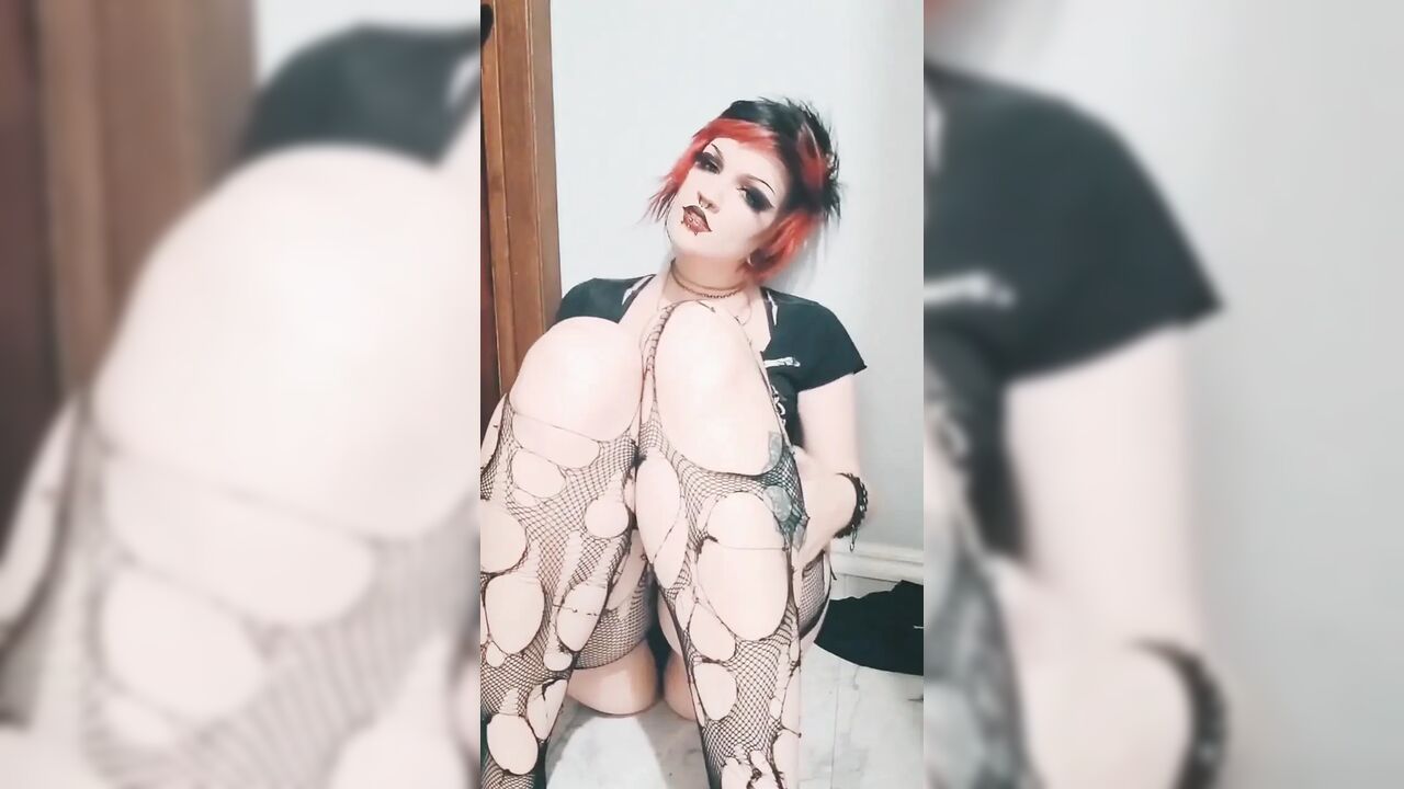 Sneaky Little Goth Slut Secretly Masturbates in the Family Bathroom