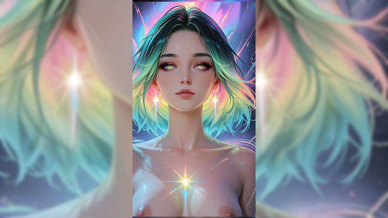 Cosmic Neon Beauty Portrait with Luminous Eyes Dreamlike Fantasy Ai Art Slideshow