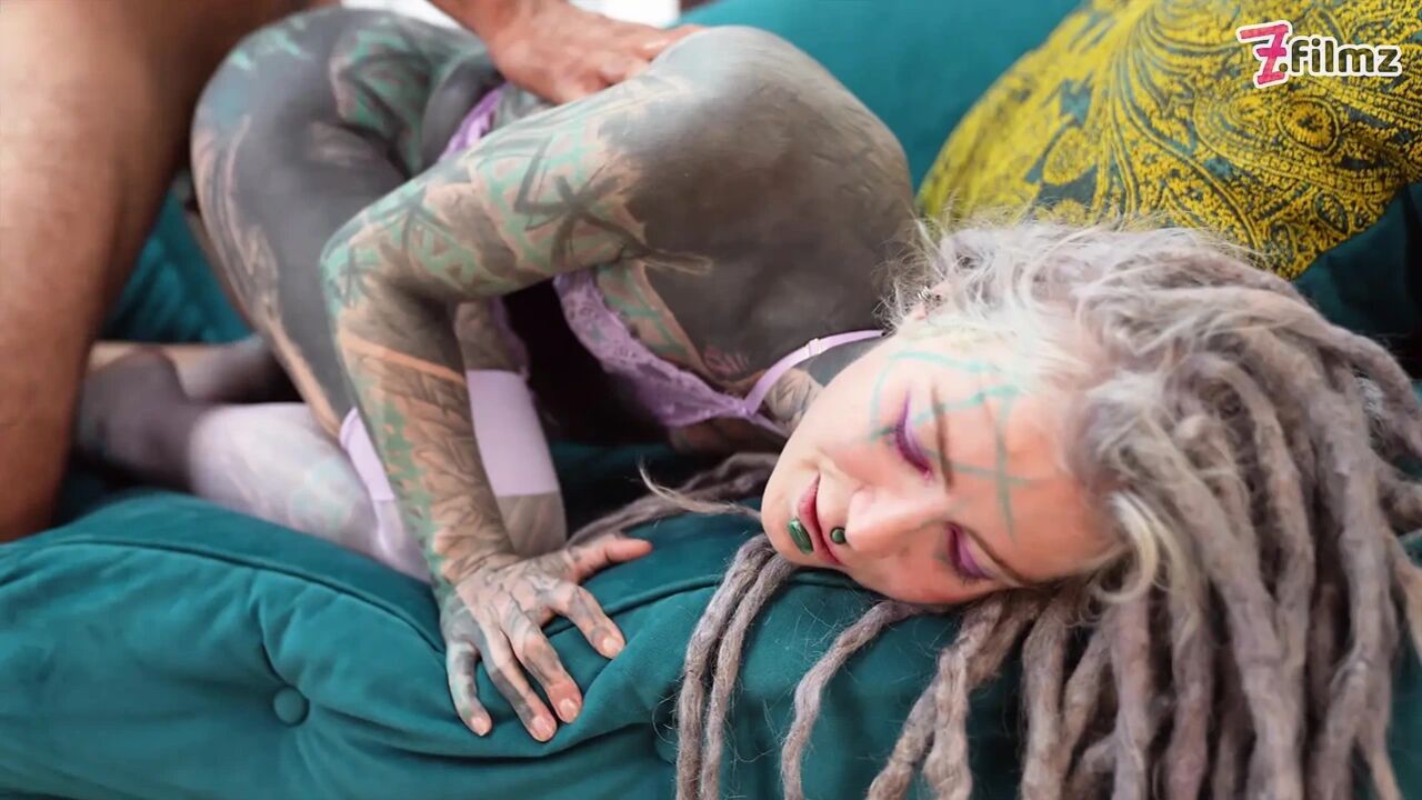 Sexy HIPPIE in Lingerie has wild sex with interviewer