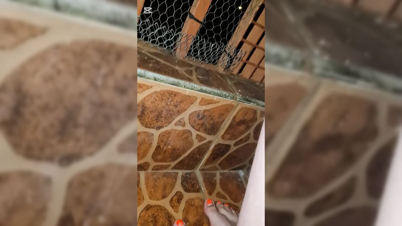 Late night balcony fuck session