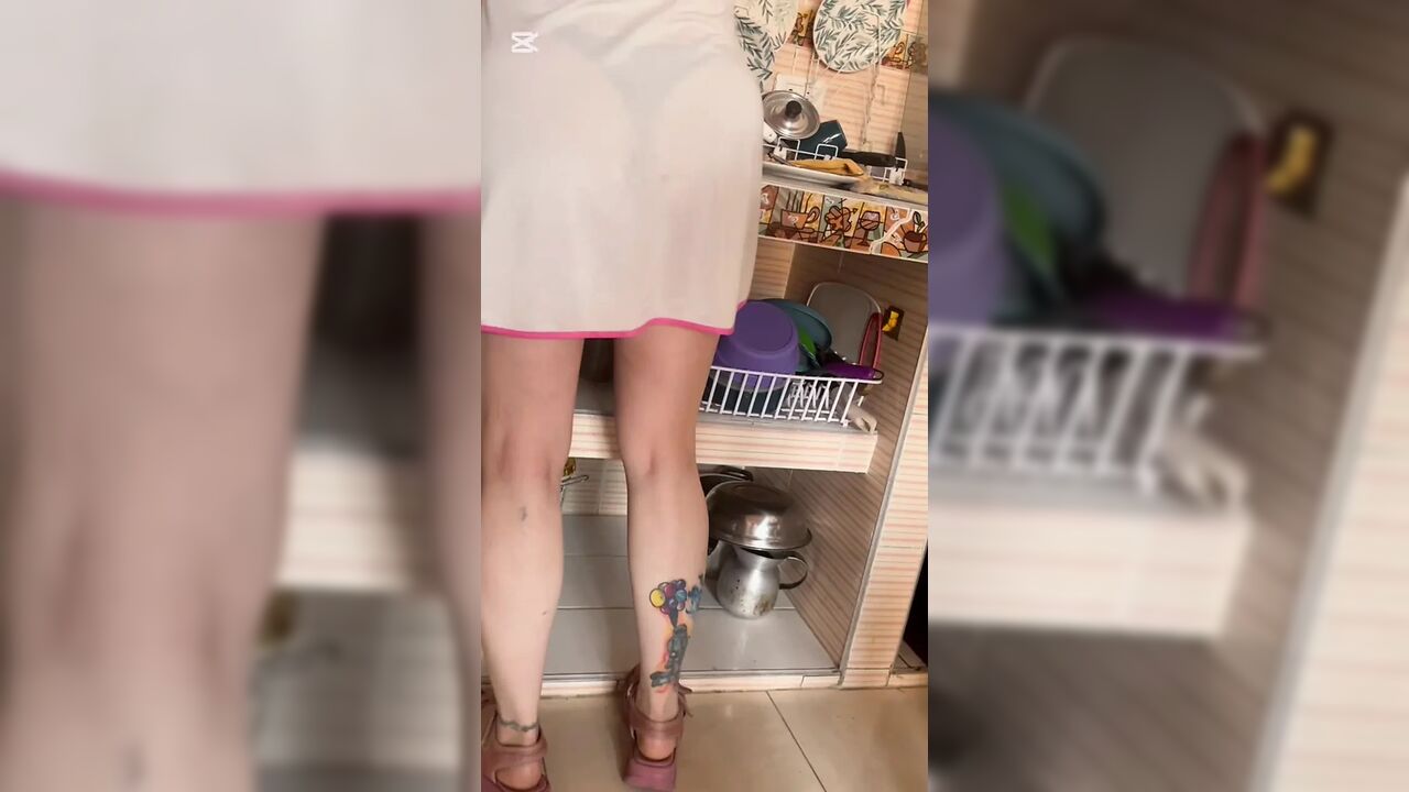 You Can See Everything in Pajamas Cooked in a Thong and Bra Underneath