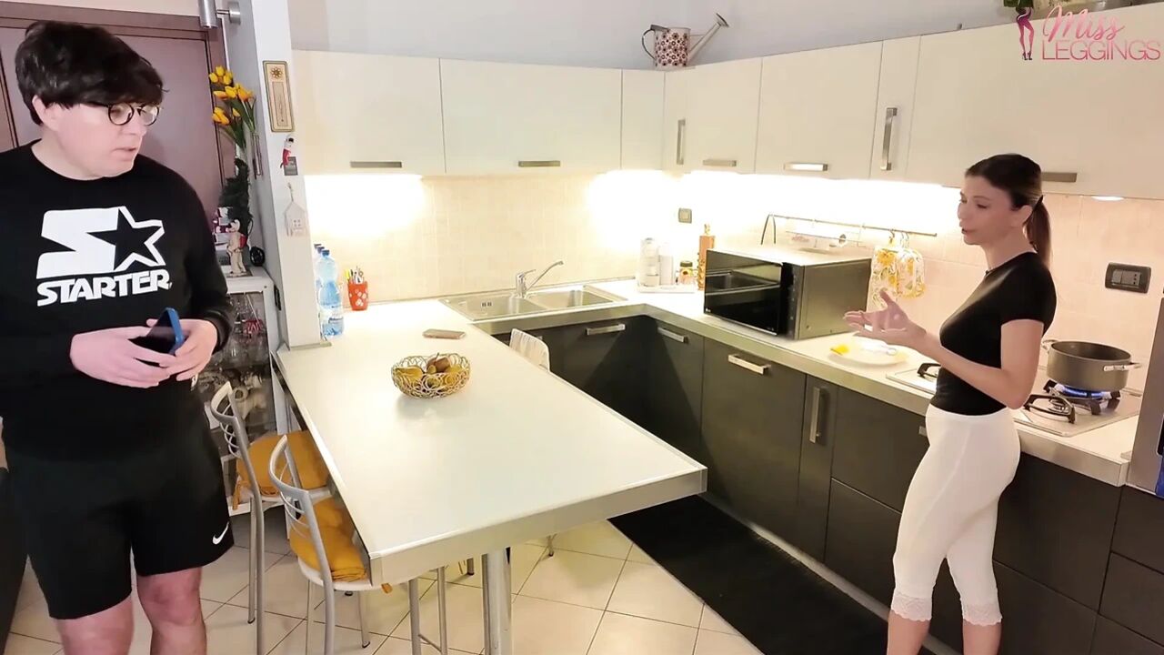 Stepmom Cooks in White Leggings Catches Stepson's Friend Secretly Taking Pictures of Her