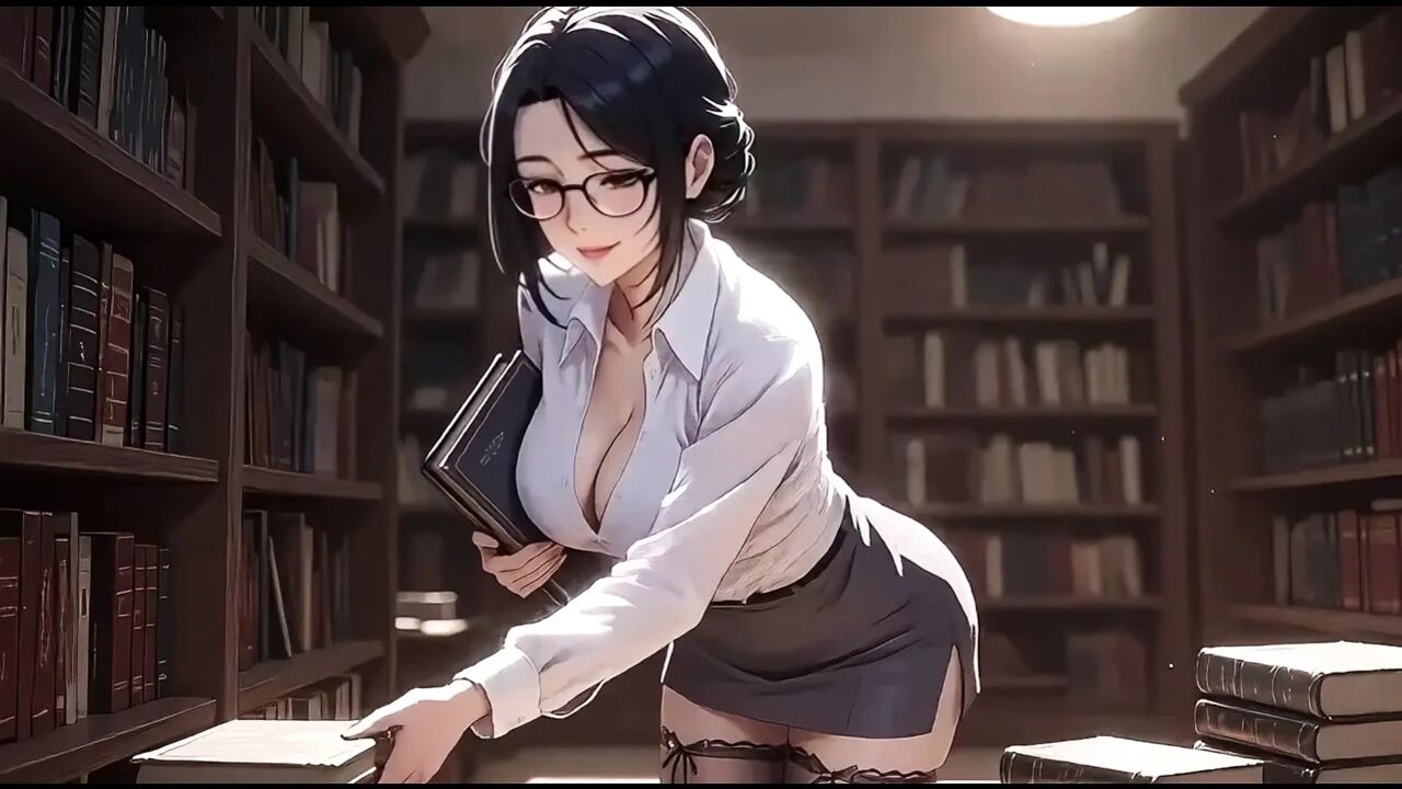 AI Secretary Organizing Books Calmly