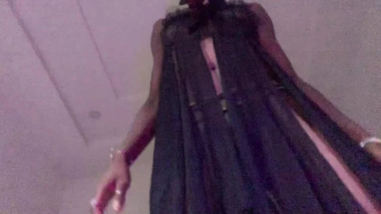 Slow motion ebony teen sexy dance winding wet pussy close up