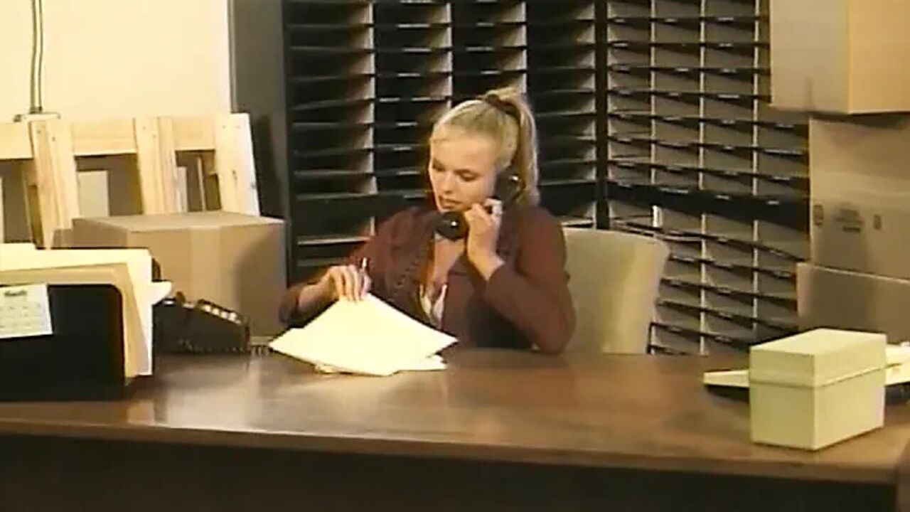 Blonde secretary got her tight anal hole fucked in the office