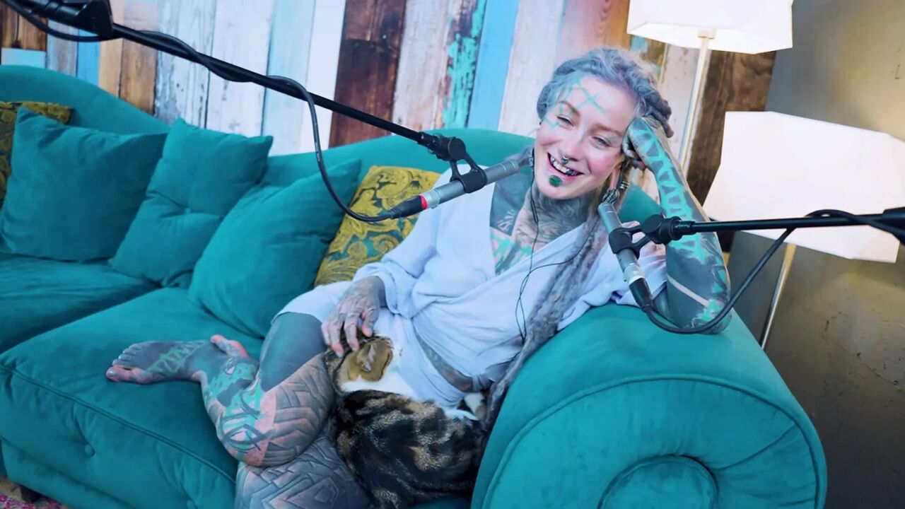 I talk about E - Empathy - ASMR podcast SFW talking goth skinny girl dreadlocks tattoo model inked girl