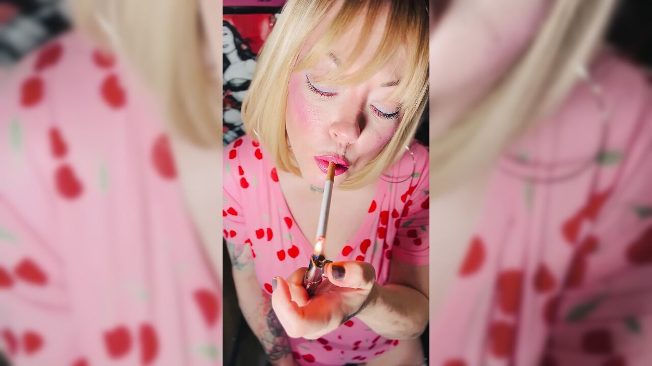 All Dangles! A Cute Tina Snua Dangling A Cigarette & Hard Smoking