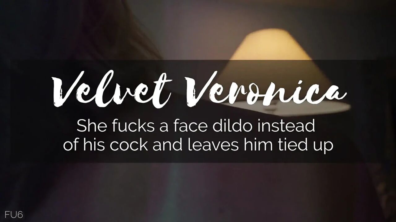 She fucks a face dildo instead of his cock and leaves him tied up